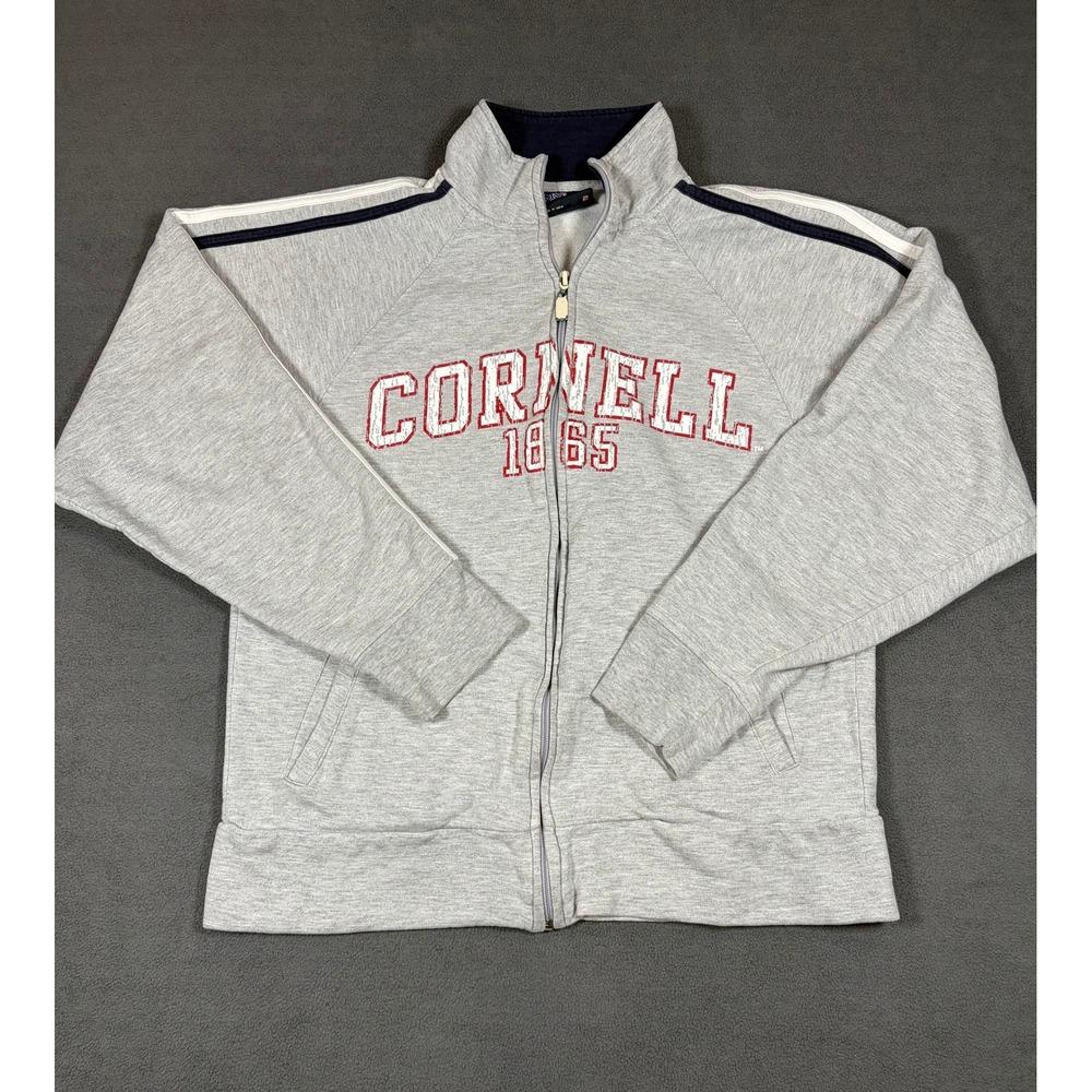 MV Sport Track Jacket Mens Small Grey Cornell 1865 Full Zip Striped Sleeve